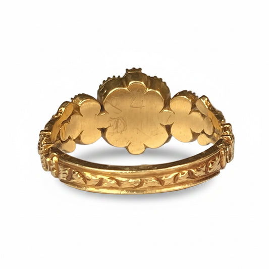 Victorian Pearl & Emerald Ring in 18ct Gold