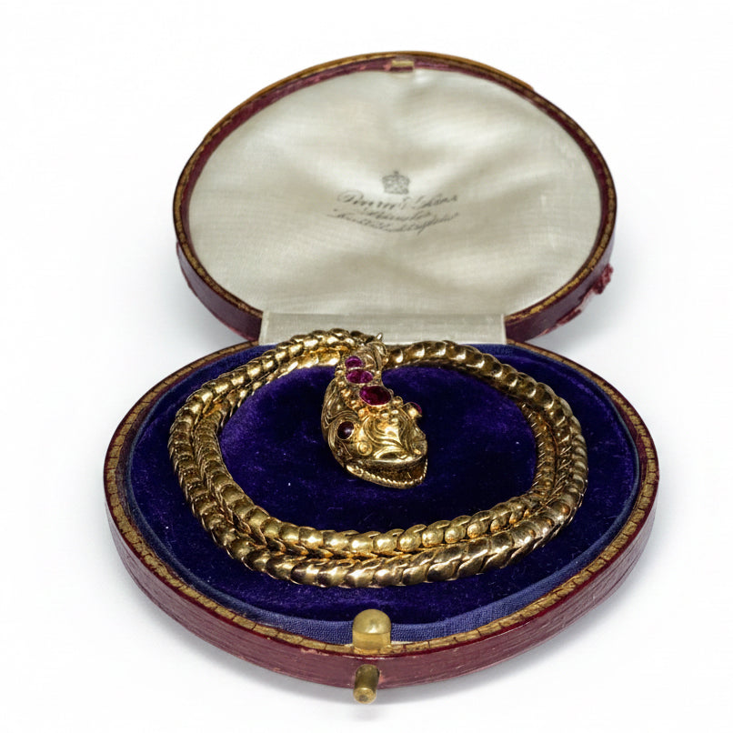 Victorian Garnet Snake Necklace in 15ct Gold