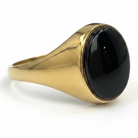 Vintage Onyx Signet Ring in 9ct Yellow Gold