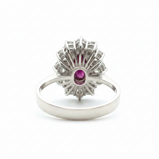 Vintage Ruby and Diamond Ring in 18ct White Gold