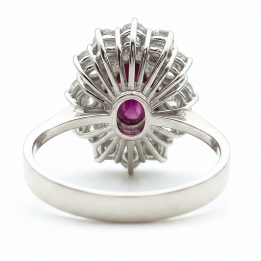 Vintage Ruby and Diamond Ring in 18ct White Gold