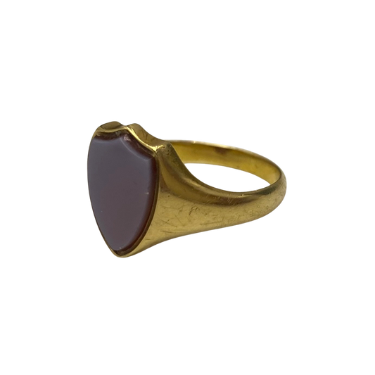 Victorian Shield Chalcedony Signet Ring in 18ct Yellow Gold