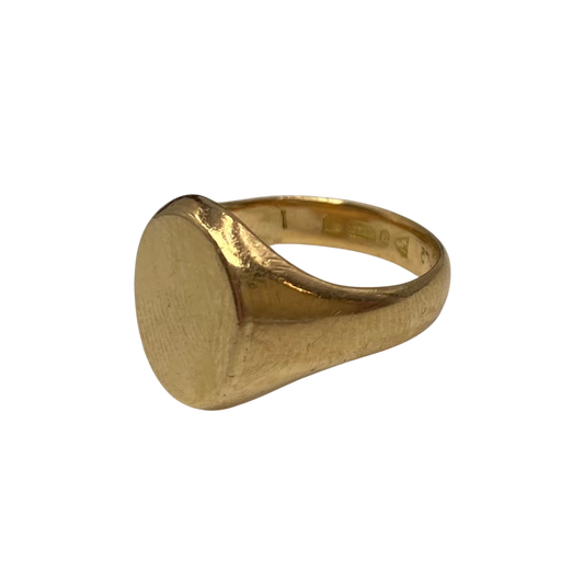 Edwardian 9ct Yellow Gold Oval Signet Ring