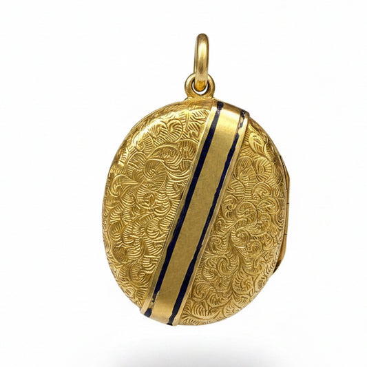 Victorian Enamel & 18ct Gold Belt Buckle Locket