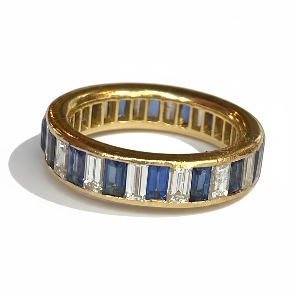 Vintage Sapphire & Diamond Eternity Ring in 18ct Gold