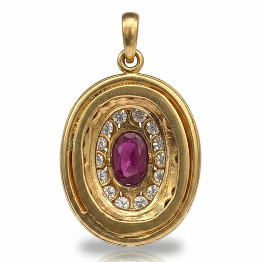 vintage Ruby & Diamond Pendent in 18ct Gold
