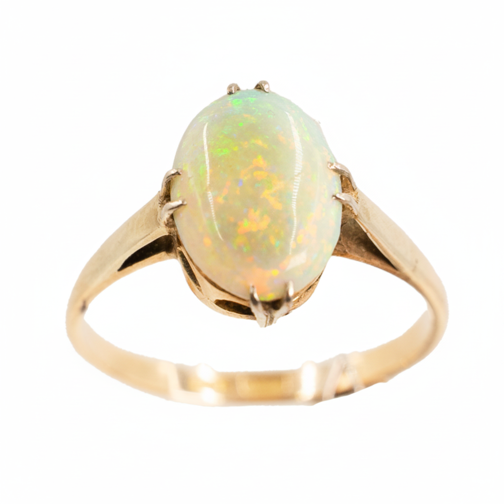 Edwardian Opal Solitaire Ring in 9ct Yellow Gold