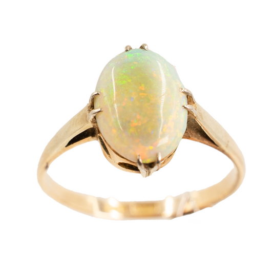 Edwardian Opal Solitaire Ring in 9ct Yellow Gold