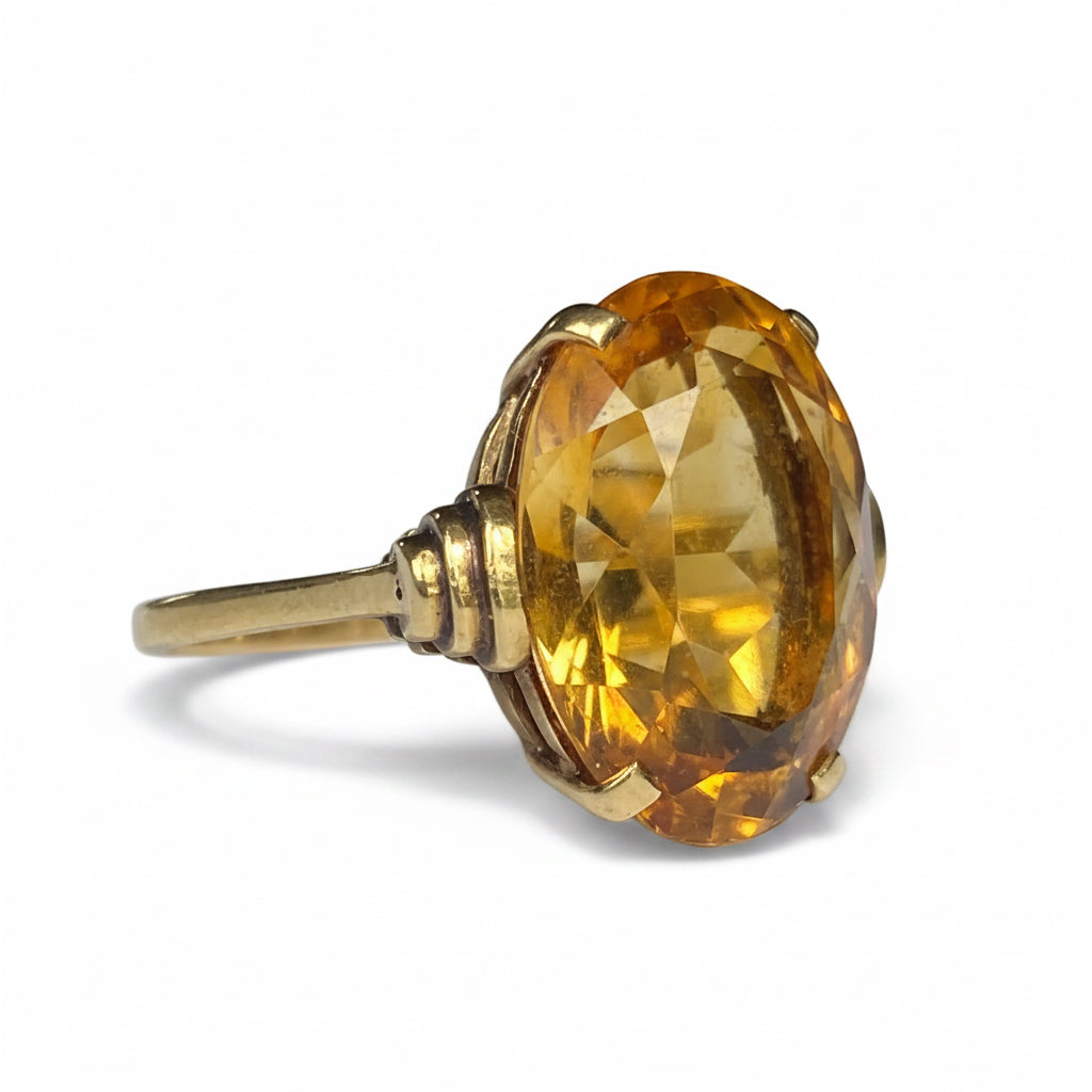 Art Deco Citrine Ring in 9ct Gold