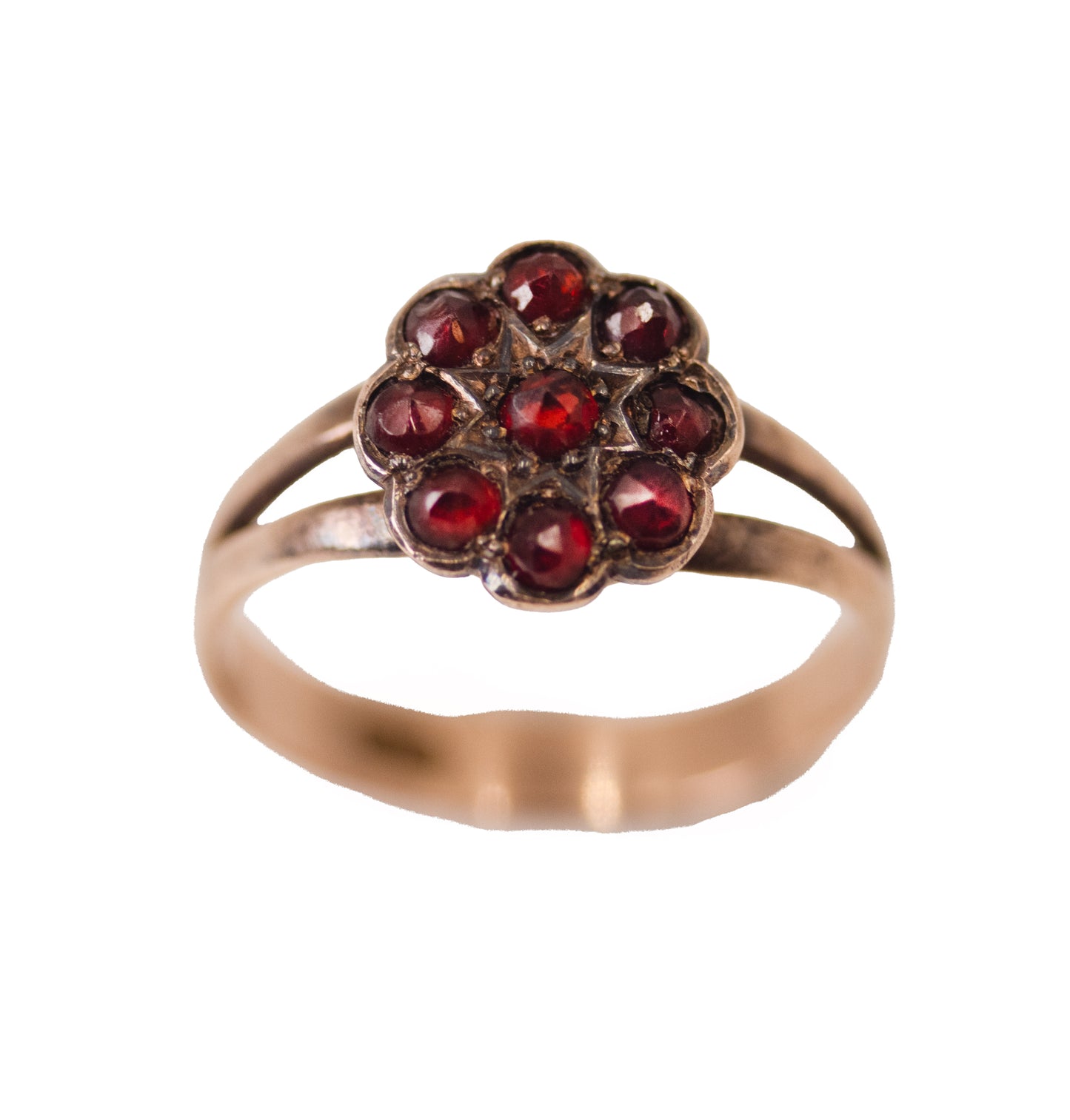 Victorian Garnet Cluster Ring in 9ct Yellow Gold