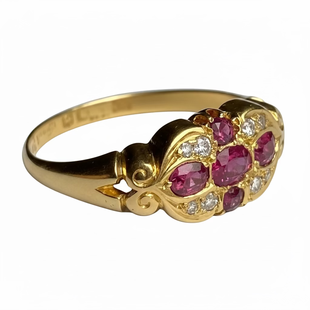Edwardian Ruby & Diamond Ring in 18ct Gold