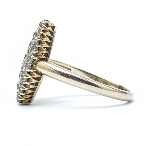 Edwardian Ruby & Diamond Marquise Ring in 18ct Gold