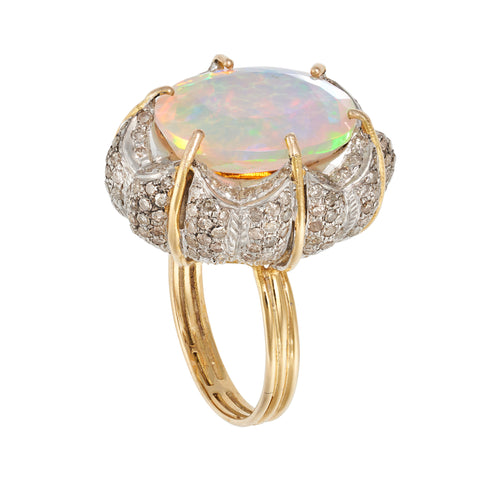 *NEW* Vintage Opal & Diamond Cluster 18ct Yellow Gold