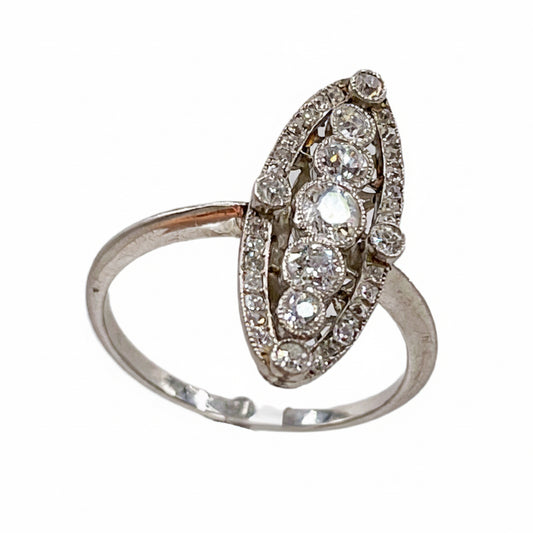 Art Deco Diamond Marquise Ring in Platinum