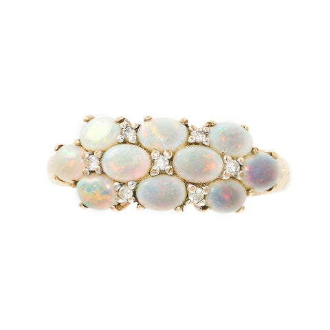 *NEW* Vintage Opal and Diamond Cluster Ring, 9ct Yellow Gold