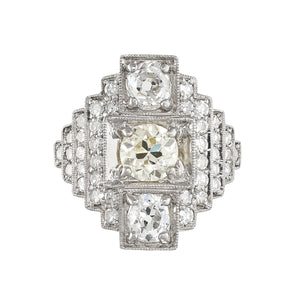 Art Deco Diamond Cluster Ring, Platinum