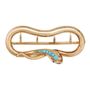*NEW* Georgian Snake Turquoise and Ruby Belt Buckle