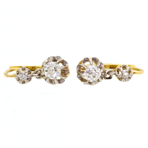 Victorian Two Stone Diamond Drop Earrings