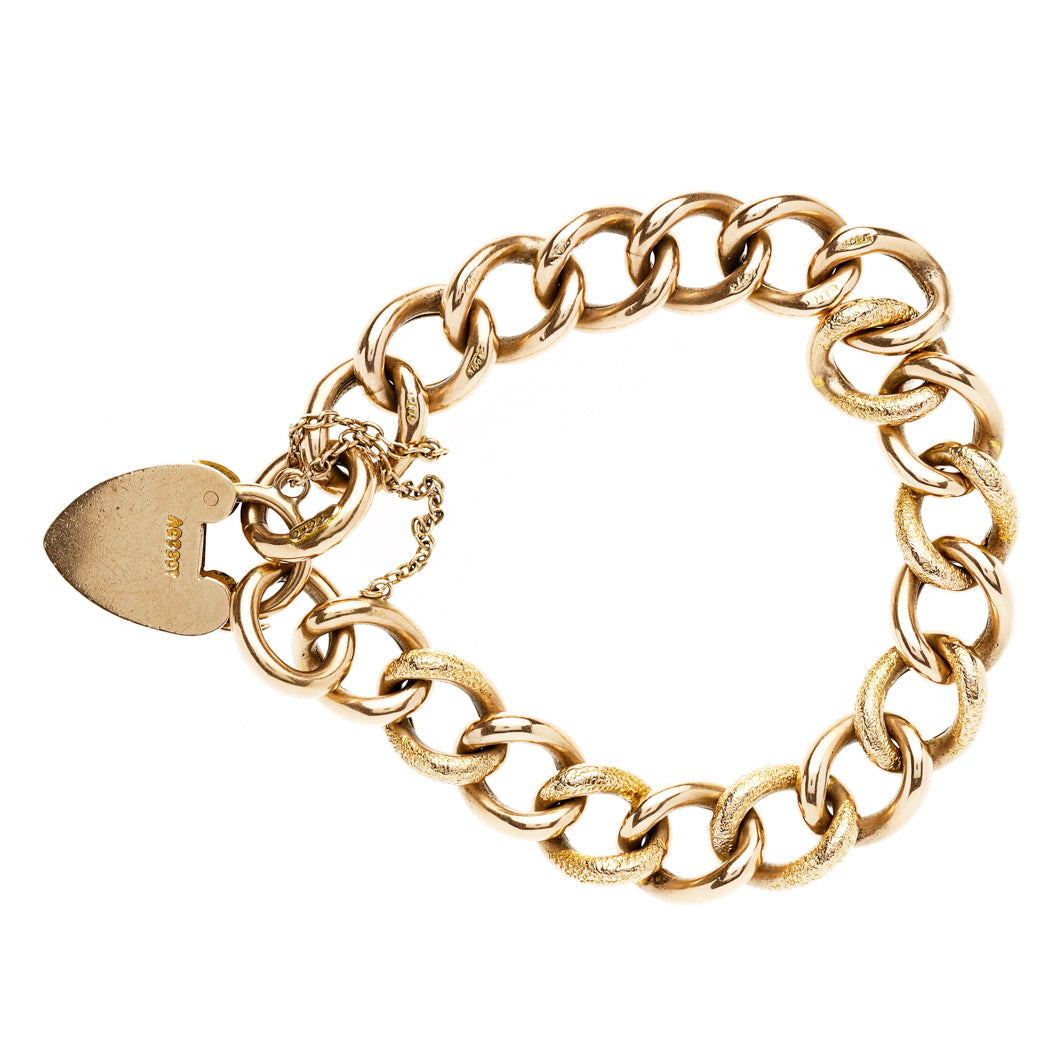 Edwardian Curb Link Bracelet with Heart Padlock