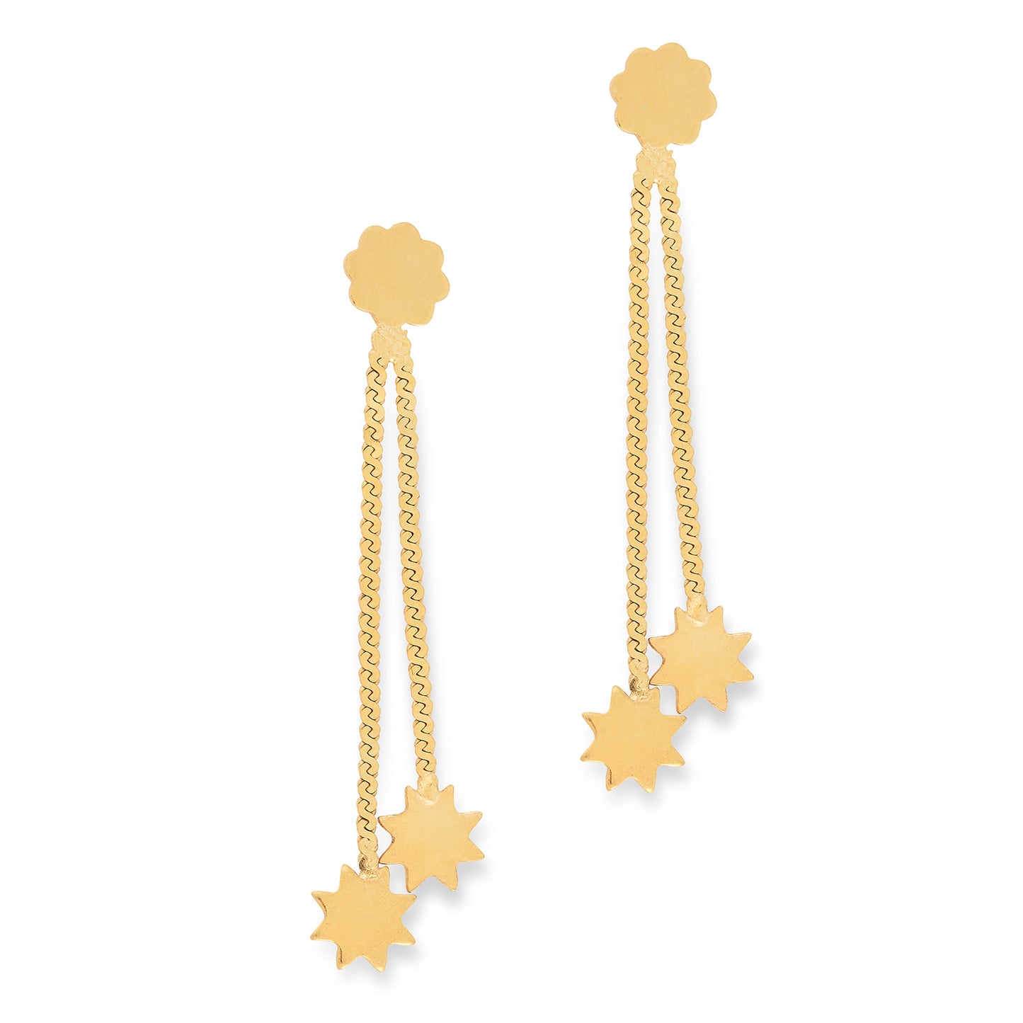 9ct Yellow Gold Star Drop Earrings
