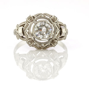 Art Deco 1.05Carat Diamond Solitaire Ring 18carat white gold