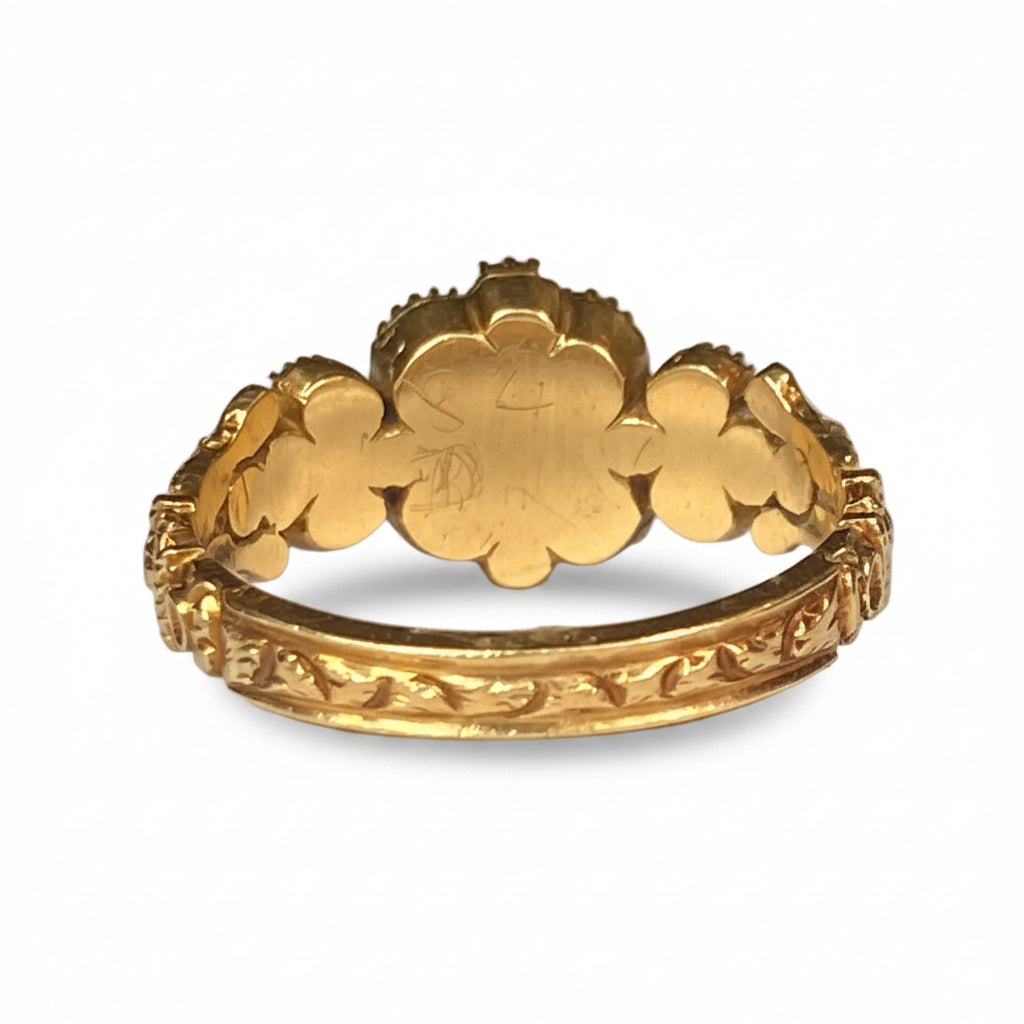 Victorian Pearl & Emerald Ring in 18ct Gold
