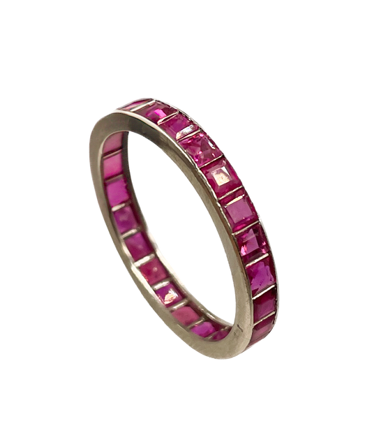 Art Deco Ruby Eternity Ring set in Platinum