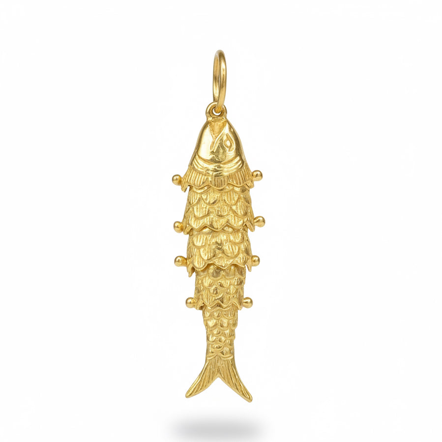 Vintage Articulated Silver Gilt Fish Pendent