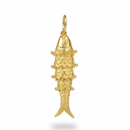 Vintage Articulated Silver Gilt Fish Pendent