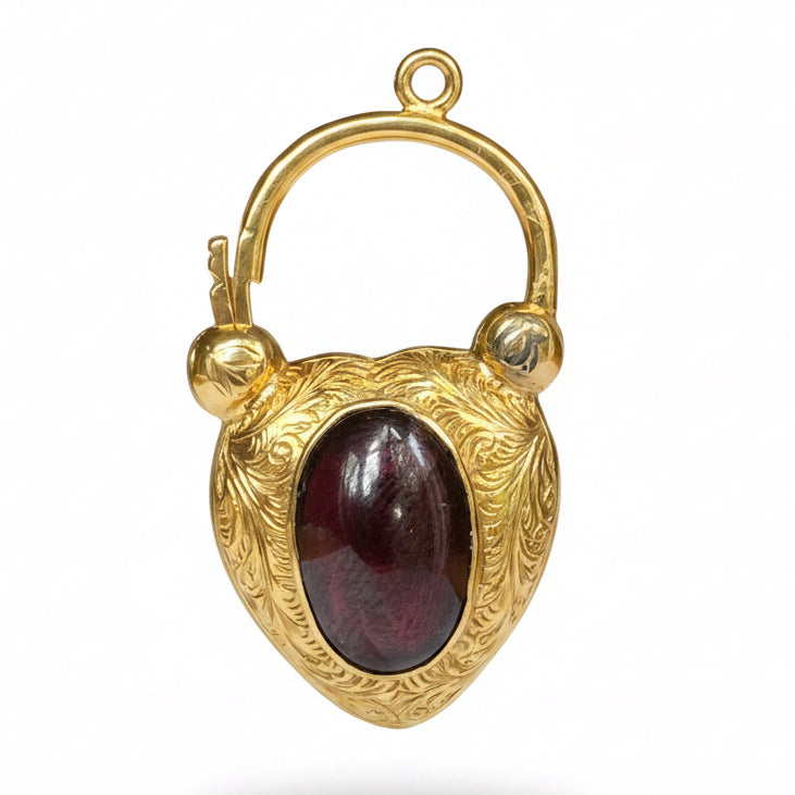 Victorian Garnet Heart Pendent in 15ct Gold