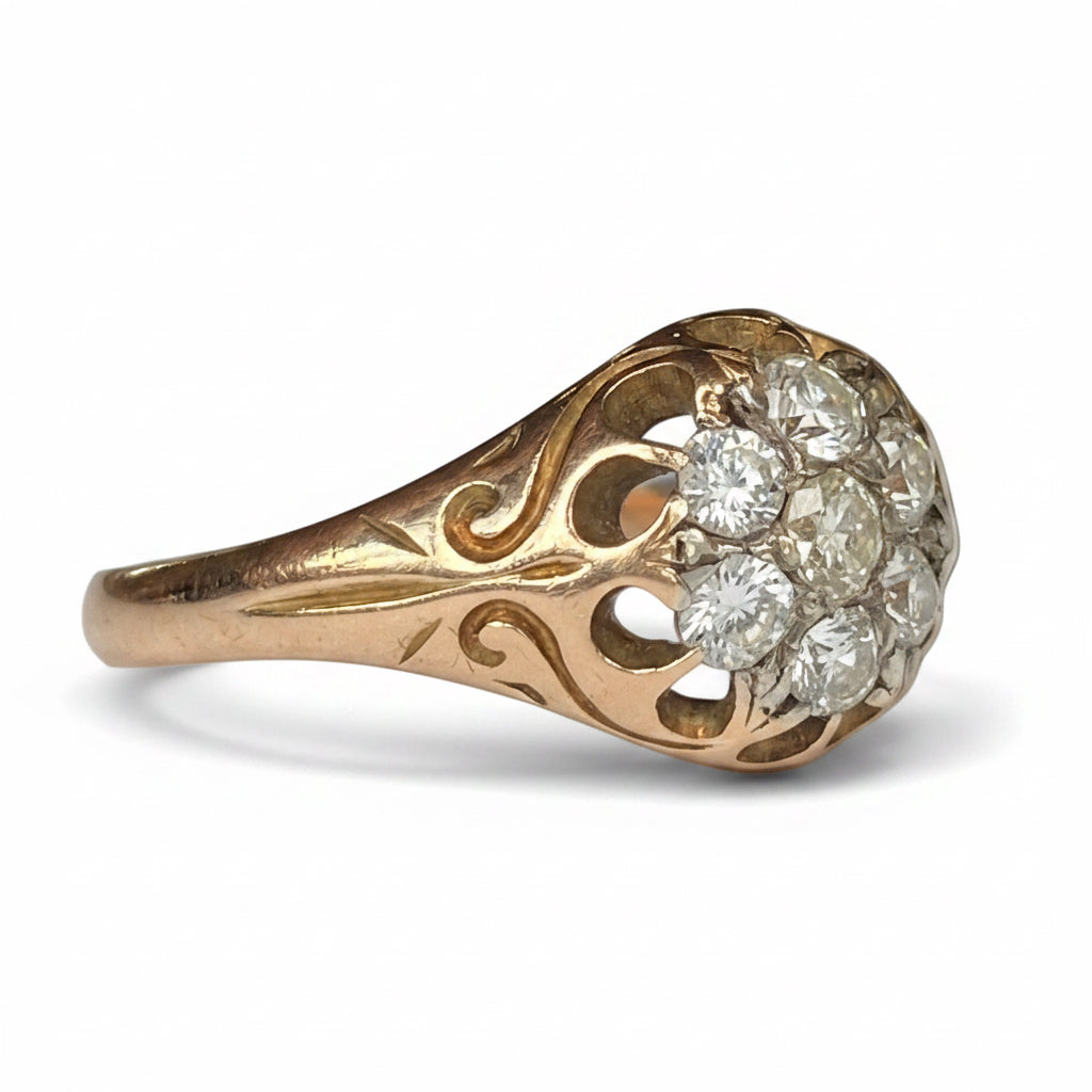 Victorian Diamond Cluster Ring in 18ct Gold
