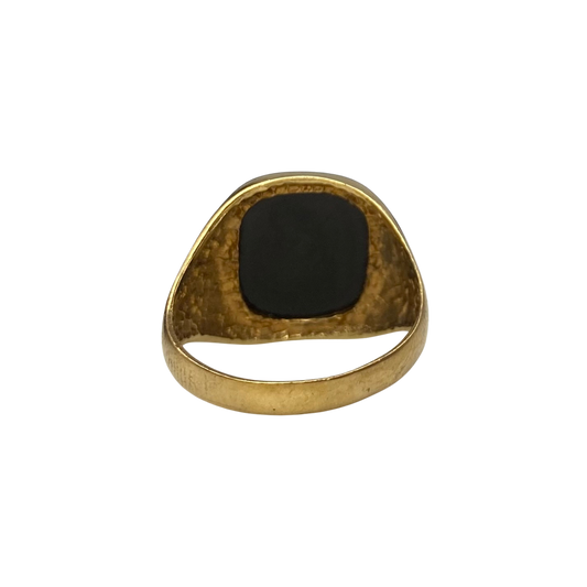 Vintage Onyx Signet Ring in 9ct Yellow Gold 1984