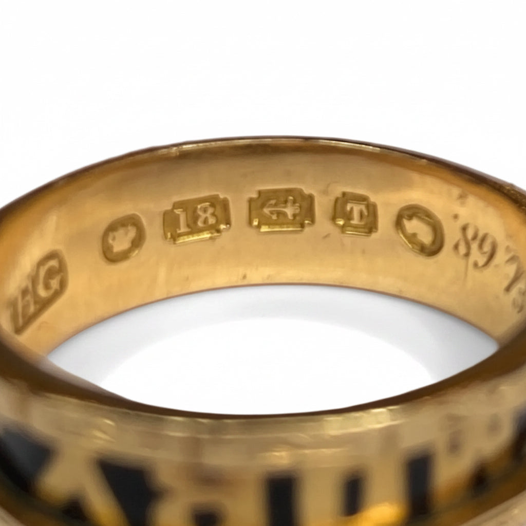 Georgian Enamel Memento Mori Ring in 18ct Gold