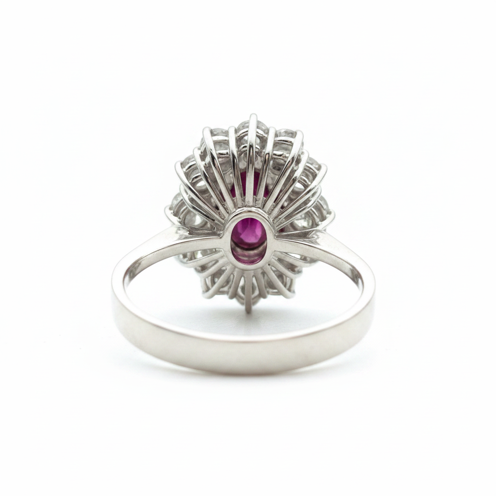 Vintage Ruby and Diamond Ring in 18ct White Gold