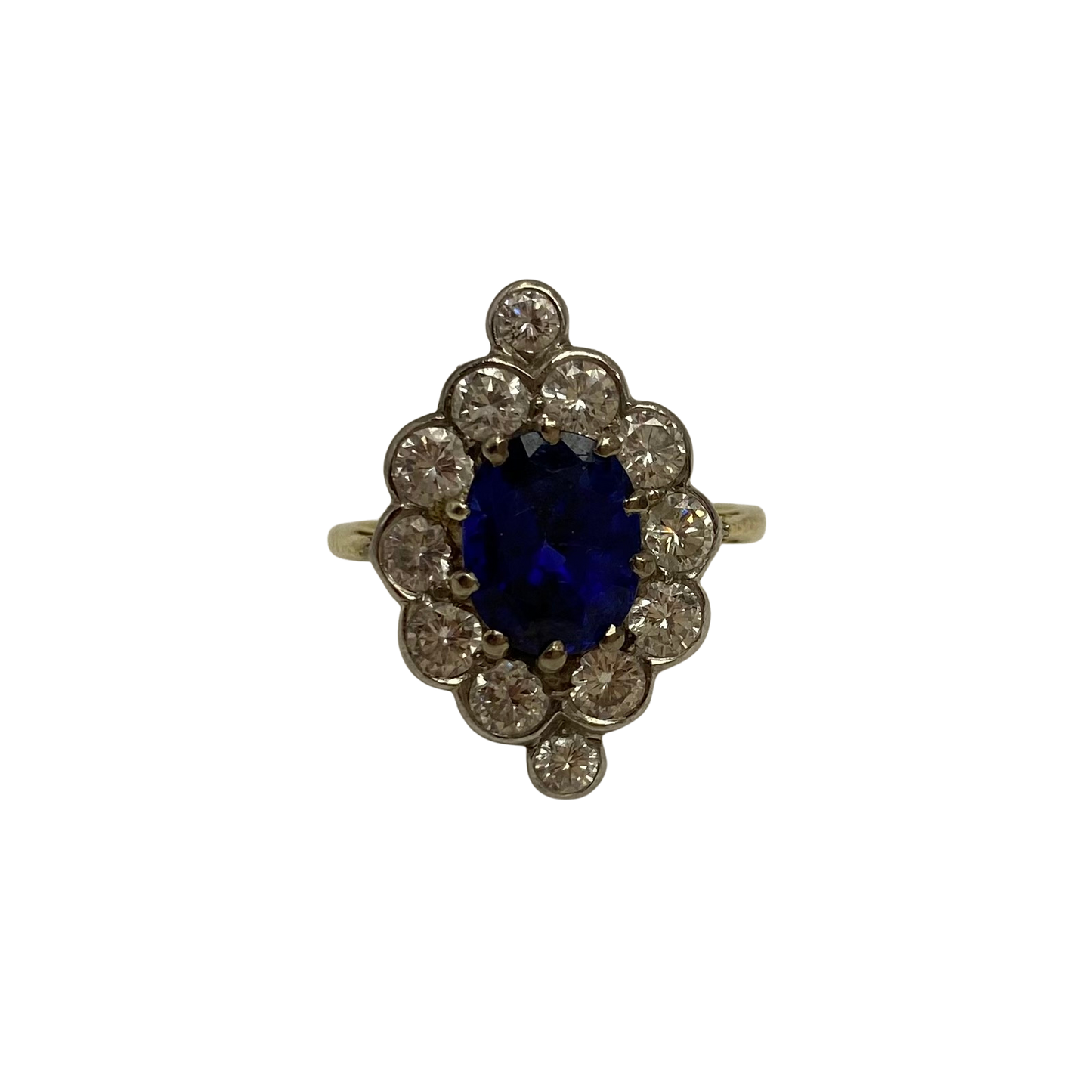 sapphire and Diamond Marquise Ring in 18ct Yellow Gold