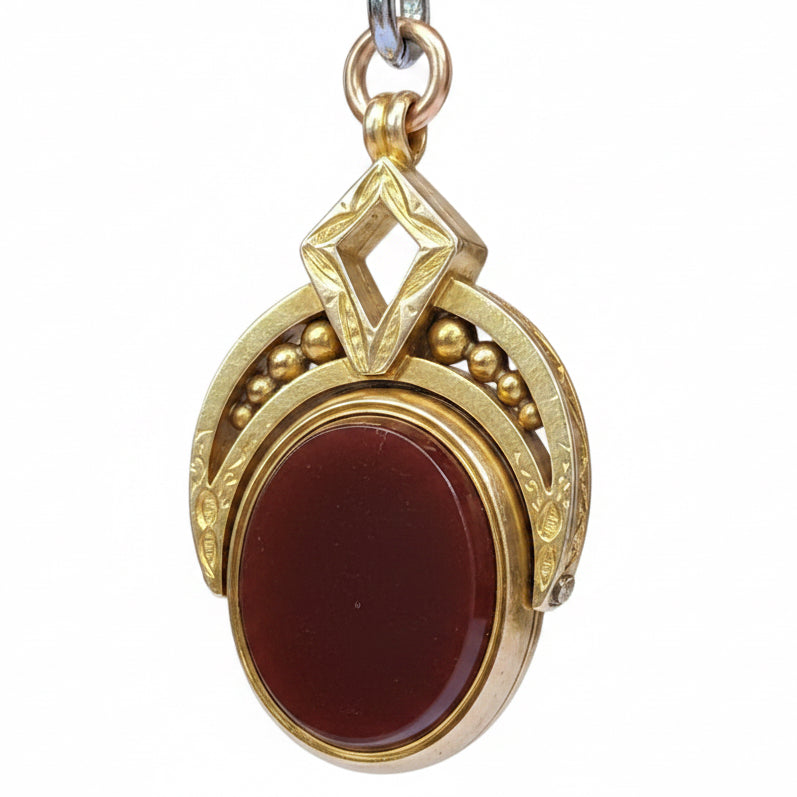 Victorian Carnelian & Bloodstone Spinner Fob in 18ct Gold