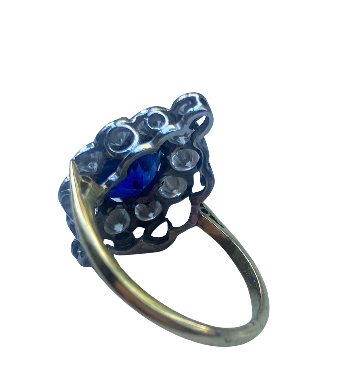 sapphire and Diamond Marquise Ring in 18ct Yellow Gold