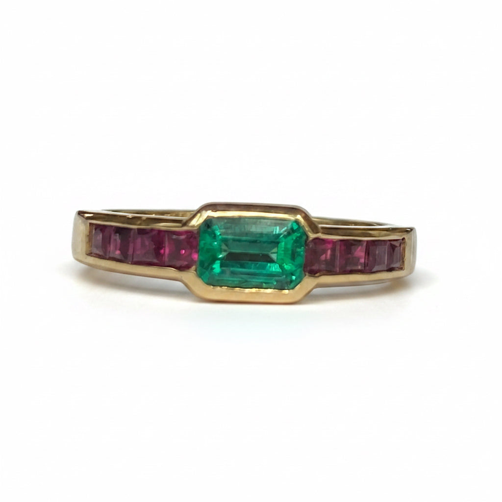 Vintage Ruby & Emerald Ring in 18ct Gold