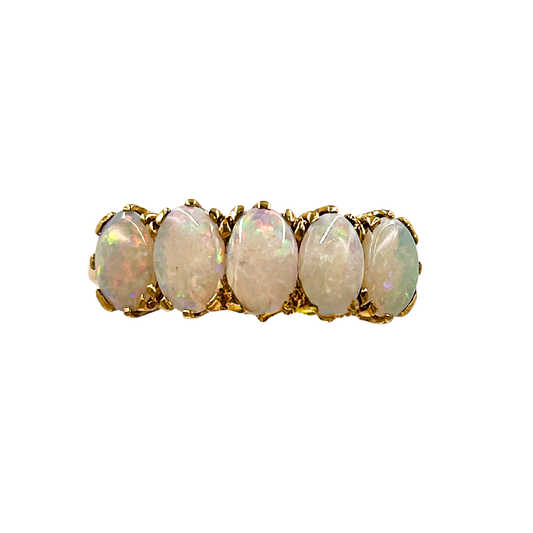 Antique 5-Stone Opal Ring set in 9ct Yellow Gold