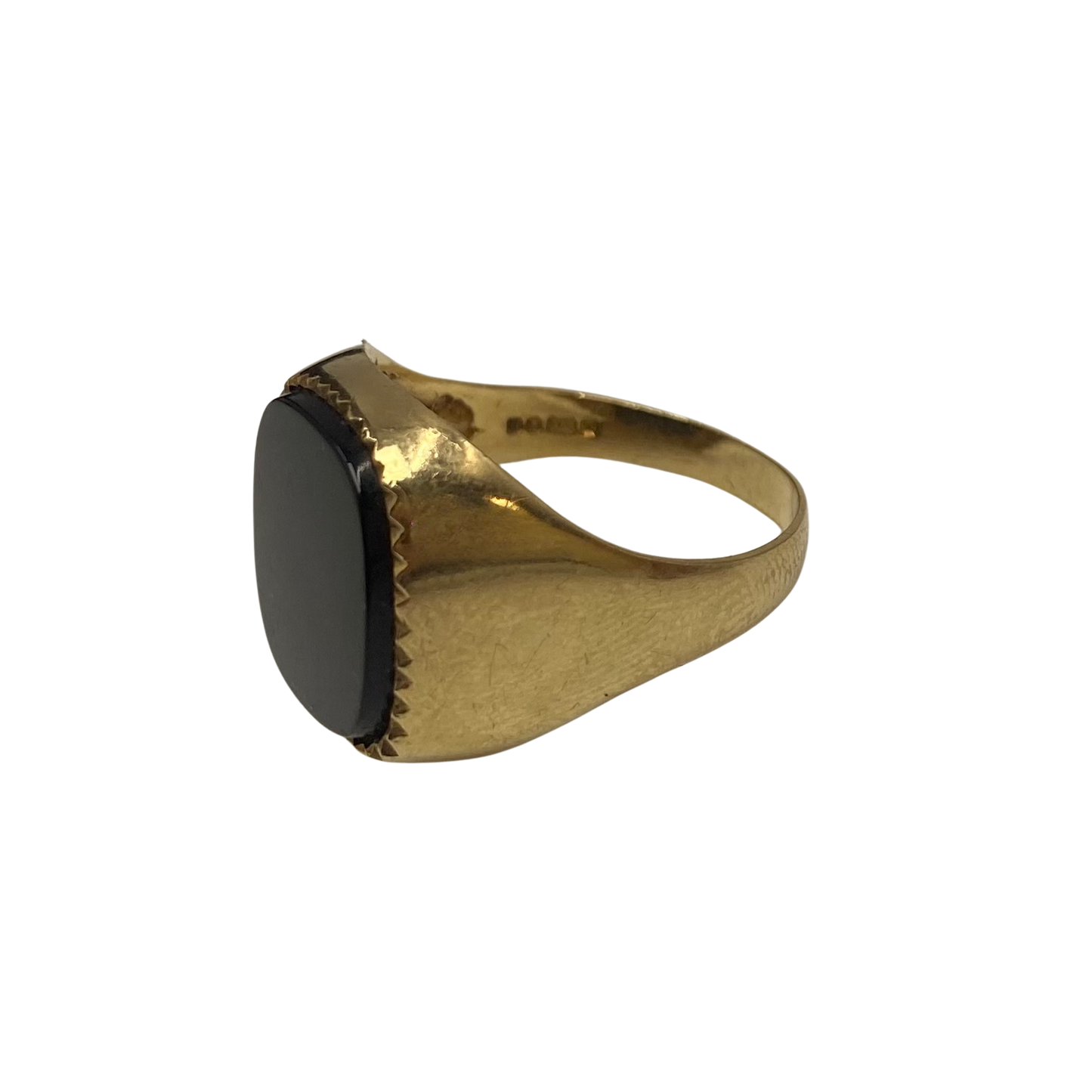 Vintage Onyx Signet Ring in 9ct Yellow Gold 1984