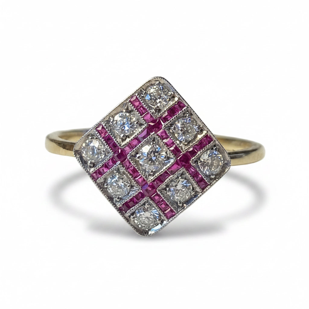 Edwardian Ruby & Diamond Ring in 18ct Gold