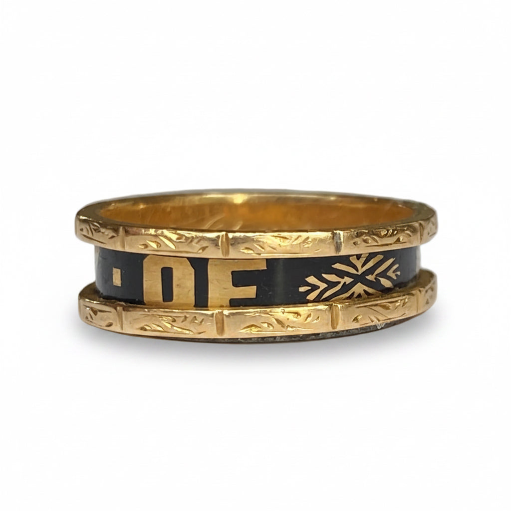 Georgian Enamel Memento Mori Ring in 18ct Gold