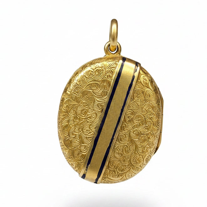 Victorian Enamel & 18ct Gold Belt Buckle Locket