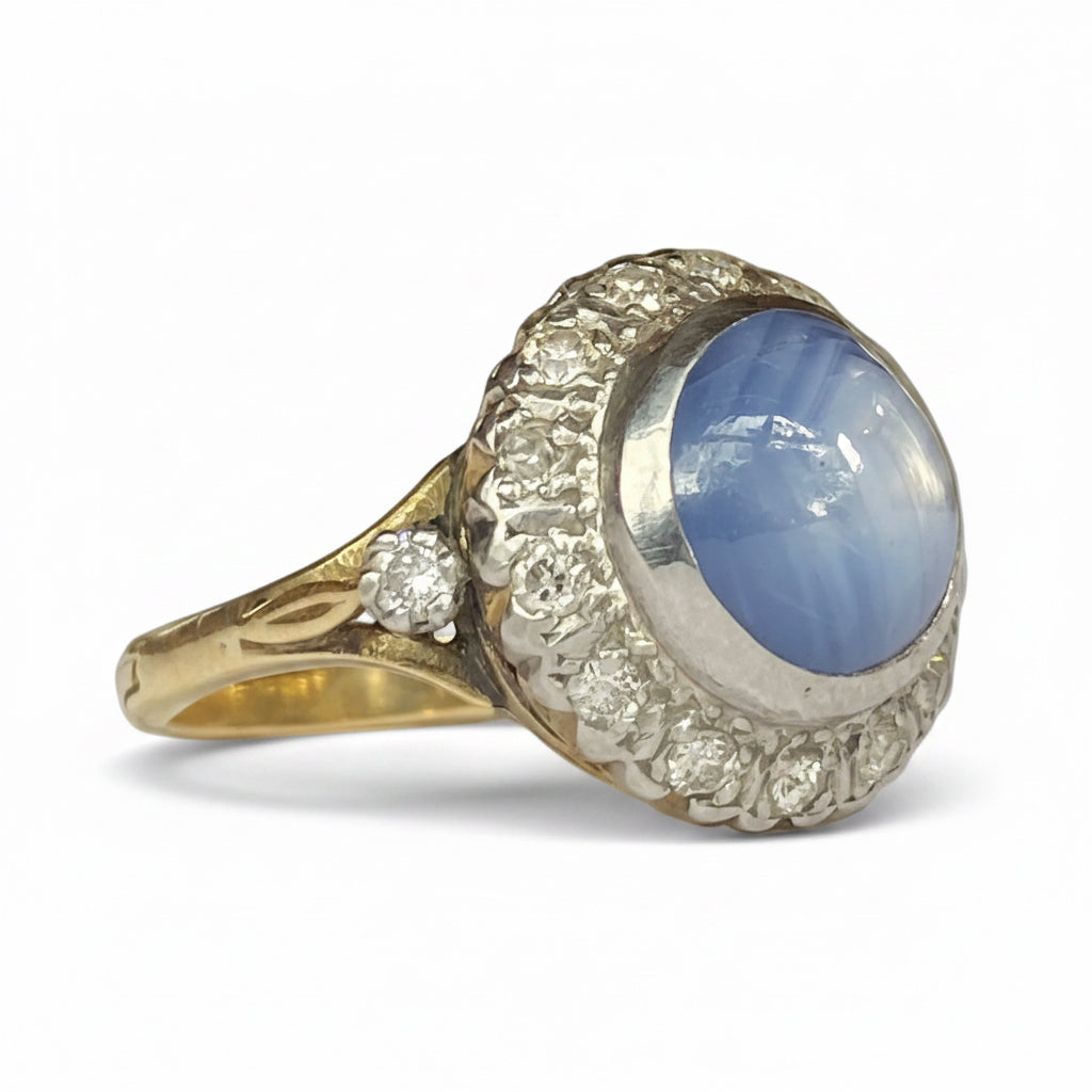 Victorian Star Sapphire & Diamond ring in 18ct Gold