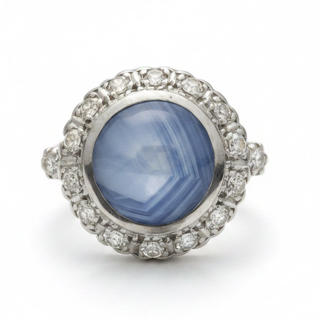Victorian Star Sapphire & Diamond ring in 18ct Gold