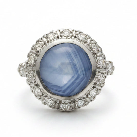 Victorian Star Sapphire & Diamond ring in 18ct Gold