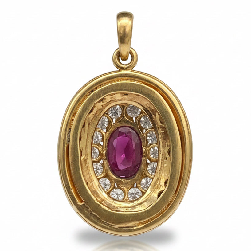 vintage Ruby & Diamond Pendent in 18ct Gold