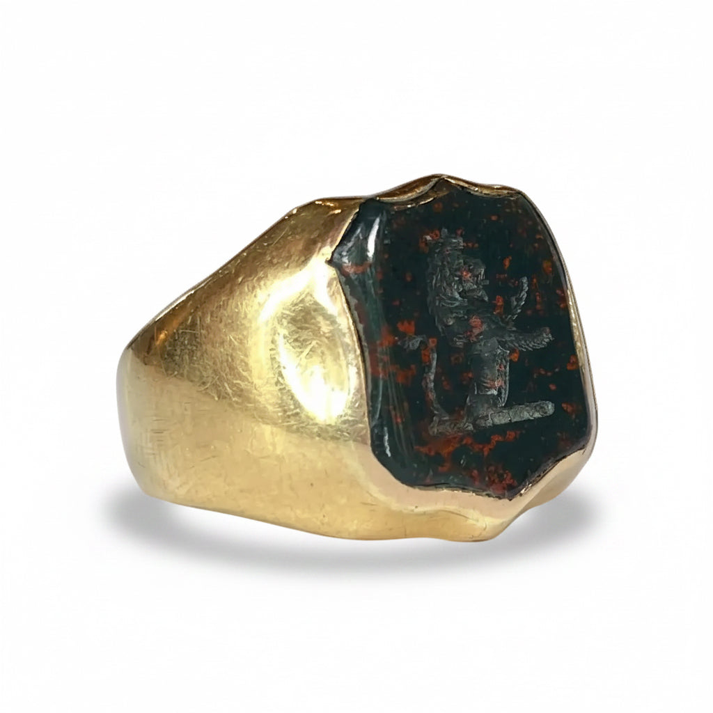 Victorian Bloodstone Lion Signet Ring in 18ct Gold