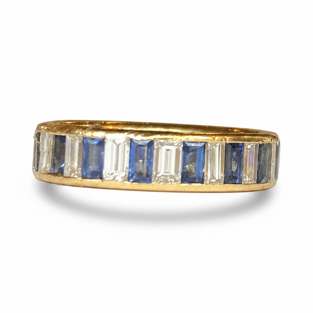 Vintage Sapphire & Diamond Eternity Ring in 18ct Gold