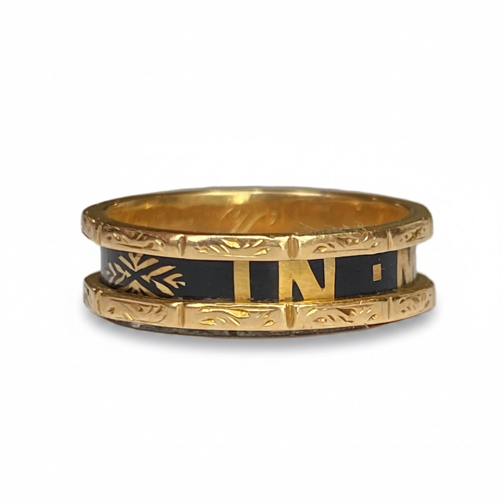 Georgian Enamel Memento Mori Ring in 18ct Gold